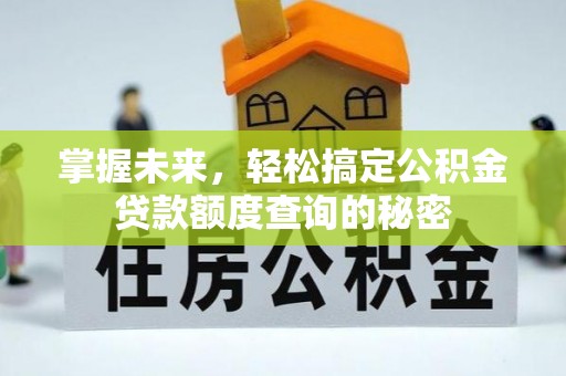 徐汇掌握未来，轻松搞定公积金贷款额度查询的秘密
